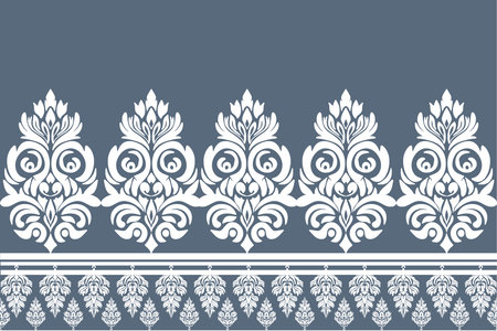 classic Seamless border with damask ornament. Vector illustration for design. vector illustration for elegant textile design.のイラスト素材