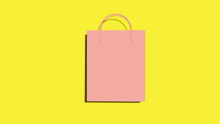 3d paper bags on a colored backgroundの写真素材