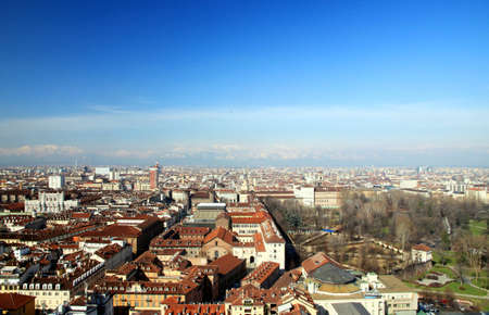 A view of Turin, Italy, from the Mole Antonellianaの写真素材