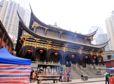 Chongqing, China, March 18, 2012 - A Chinese Buddhist Temple in Chongqingのeditorial素材