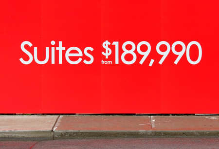 Toronto, Canada, September 6, 2010 - A street ad indicating the prices of a new condo units.