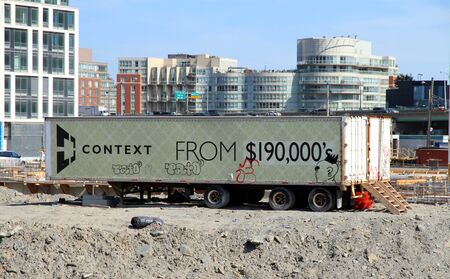 Toronto, Canada, June 29, 2012 - Trailers at a construction site in Torontoのeditorial素材