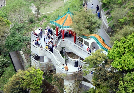 Hong Kong, March 30, 2012 - Tourists on Victoria Peak in Hong Kongのeditorial素材