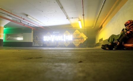 Toronto, Canada, September 29, 2012 - A survivalism sign in Torontoのeditorial素材