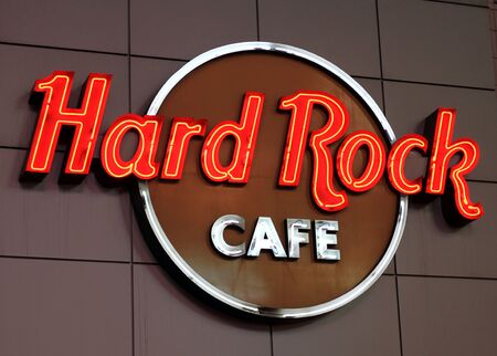 Toronto, Canada, November 11, 2012 - A Hard Rock Cafe neon sign in Torontoのeditorial素材