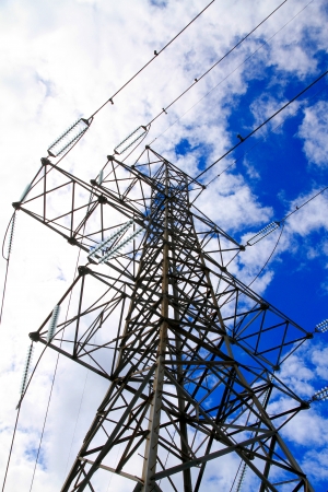  An overhead power line tower on June 8, 2013 in Toronto の写真素材