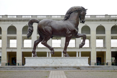MILAN, ITALY - APRIL 19, 2014  The Leonardo horse in the San Siro area of Milanのeditorial素材