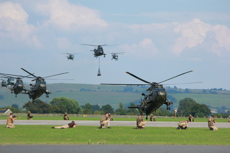 Military helicopters used by the British Royal Navy for troop deploymentのeditorial素材