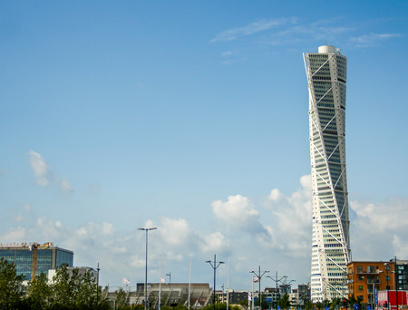 A photograph of the Turning Torse building, located in Malmo, sweden.のeditorial素材