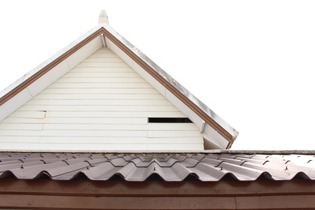 Gable and roof isolated on whiteの写真素材