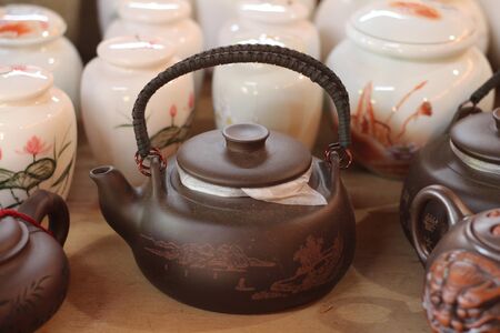 Brown teapotの写真素材