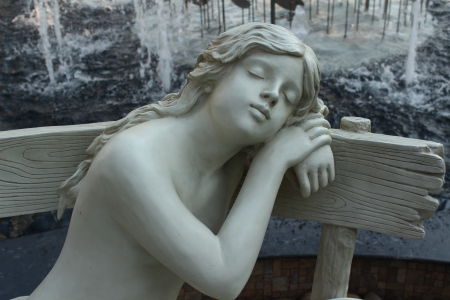 Sleeping woman statueの写真素材