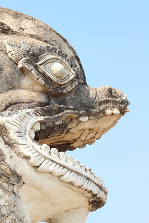 Singha statue in Wat Phra That Lampang Luang, Lampang, Thailandの写真素材