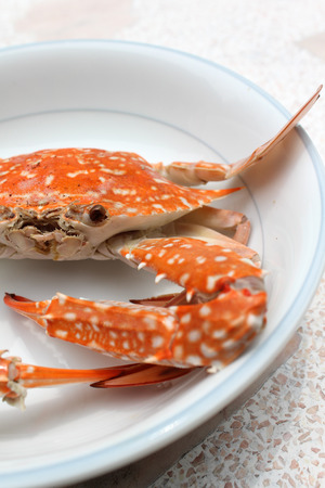 Fresh boiled crab prepared on plate.の写真素材