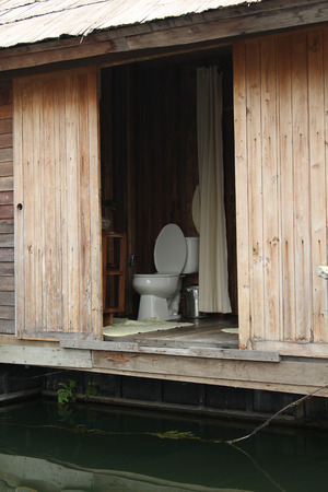 Floating hotel house on lake, Mae Ngud dam, Chiangmai Thailand.の写真素材