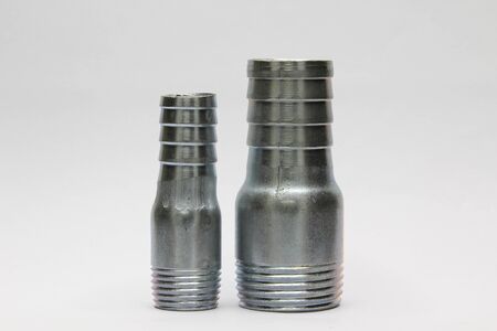Different sizes of hose connector isolated on white background.