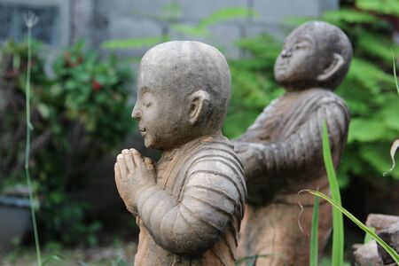 Doll clay monk in the  temple, Chiangmai, Thailand.の写真素材