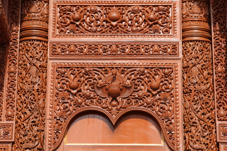 Wood carving in the temple, Wat Ban Den, Maetang,  Chiangmai, Thailand.の写真素材