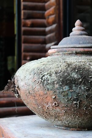 Old Northern Thai jar of drinking water.の写真素材