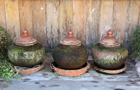 Old Northern Thai jar of drinking water.の写真素材