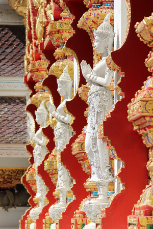 Traditional Thai style art at Wat Phra That Su Thon Mongkhon Khiri Samakkhi Tham, Phrae, Thailandの写真素材