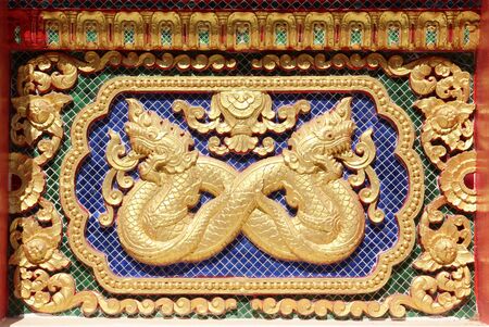 Traditional Thai style art at Wat Phra That Su Thon Mongkhon Khiri Samakkhi Tham, Phrae, Thailandの写真素材
