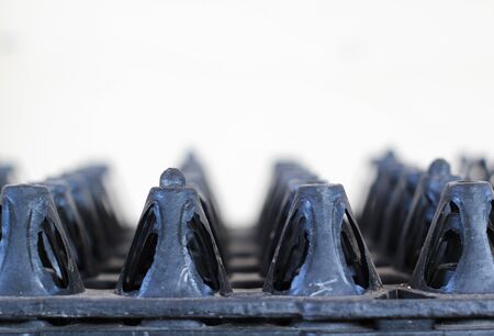 Closeup image of plastic egg trays.