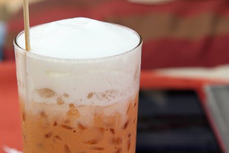 Iced tea with whipped cream.の写真素材