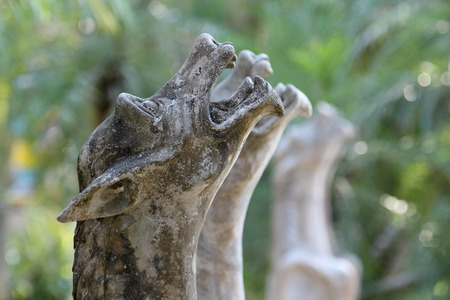 Dog statue decorated  in the restaurant garden.の写真素材