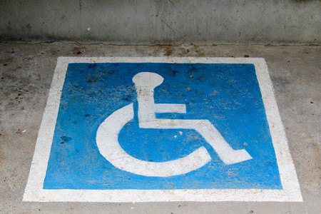 Handicap parking symbol on the road.の写真素材