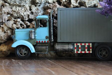 Model of the truck on wooden table.の写真素材
