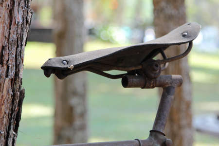 Rusty spring of the old bicycle seat.の写真素材