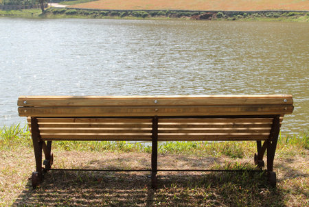 The old relaxing bench by the lake.