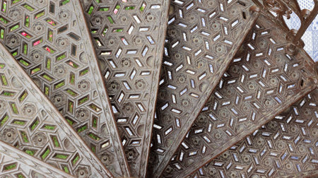 The vertical pattern of the spiral staircaseの写真素材