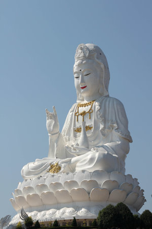Guan Yin statue at Wat Huay Pla Kang, Chiang Rai, Northern Thailandの写真素材