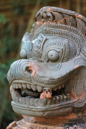 Terracotta sculpture decorated in the coffee shop in Northern Thailandの写真素材