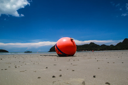 Beach buoy sea and blue skyの写真素材
