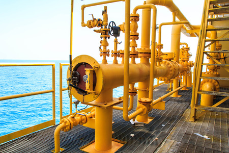 Offshore Industry oil and gas production petroleum pipeline.の写真素材
