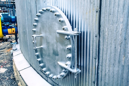 Storage tank tunnel ventilation, heat, humidity and dust.の写真素材