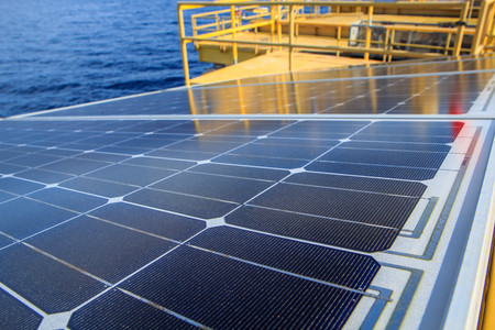 Renewable energy industry detail with photovoltaic panelの写真素材