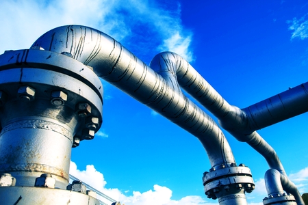 Offshore Industry oil and gas production petroleum pipeline.の写真素材