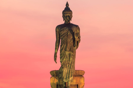 Buddha and sunsetの写真素材