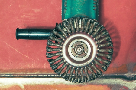 The abrasive grinding wheel for metal and steel grinding, brushing - close up.の写真素材