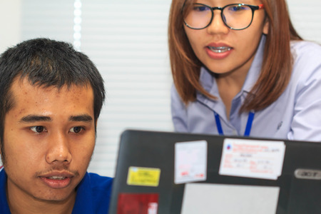Thailand Bangkok - June 28th, 2016 : young asian  women training in  meeting on the use of monitoring tools, welding in the oil and gas industry.のeditorial素材