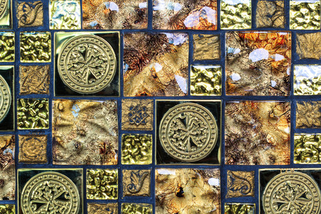Colorful vintage ceramic tiles wall decoration of texture and background