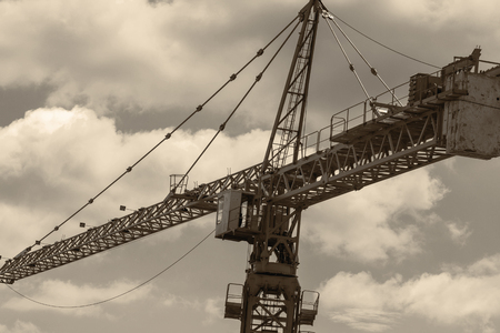 Construction site with crane and buildingの写真素材