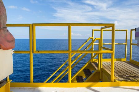 Walkway offshore Industry oil and gas production petroleum pipeline.の写真素材