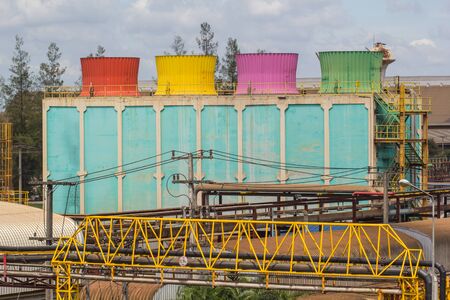 Four sets of cooling towers with multi color in symmetry
