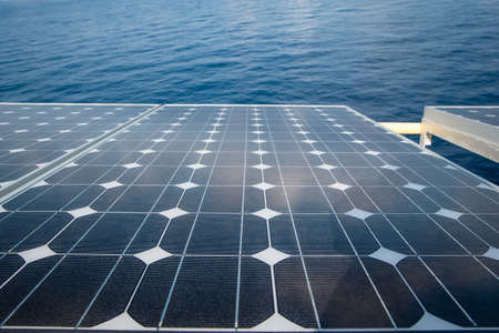 Solar panel renewable electricity use in the offshore.の写真素材