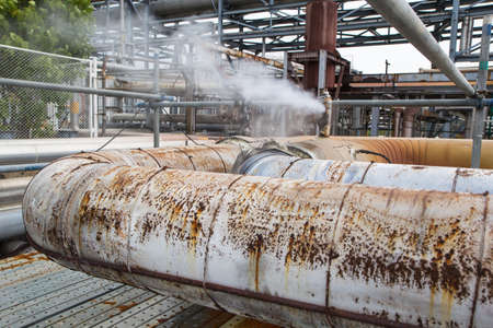 Corrosion rusty valve gas leak is pipeline at insulation
